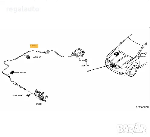 65621JD000,жило преден капак NISSAN QASHQAI I J10E 2007-2014, снимка 2 - Части - 48241203