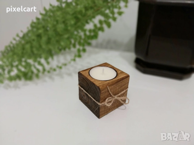 Декоративен сет от 2 части - цвят орех + Подарък 6 чаени свещи, снимка 14 - Декорация за дома - 52173653