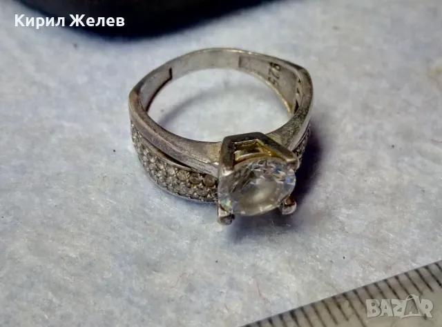 ПРЕКРАСЕН СКЪПОЦЕНЕН СРЕБЪРЕН ПРЪСТЕН СРЕБРО 925 с ГОЛЯМ БЛЕСТЯЩ ЦИРКОН и МНОГО МАЛКИ ЦИРКОНИ 305665, снимка 2 - Пръстени - 49981849
