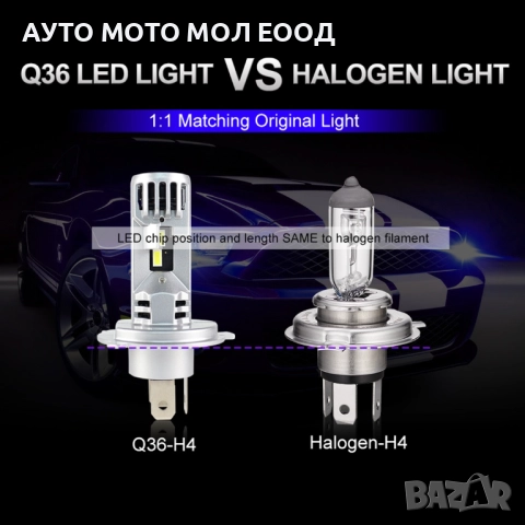 LED 30W Мини Диодни крушки H4, 12V, Canbus - 30% повече светлина., снимка 7 - Аксесоари и консумативи - 48930089