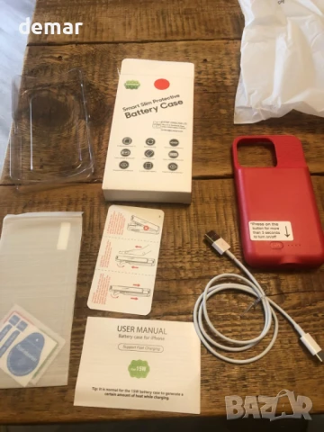 Калъф с батерия BOPPS за iPhone 15/15 Pro, 7000mAh, Черен; Червен, снимка 11 - Калъфи, кейсове - 50688481