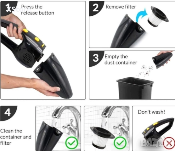 Практична прахосмукачка, подходяща за кола, 4 накрайника, снимка 3 - Аксесоари и консумативи - 52458235