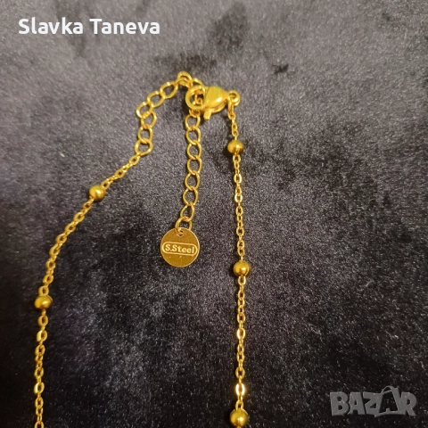 Стоманено колие, детелини, цирконий, снимка 2 - Колиета, медальони, синджири - 52238450