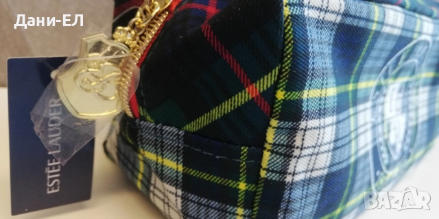 Estee Lauder козметичен несесер – синьо-зелено каре, снимка 2 - Други - 52771975