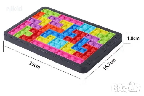 Пъзел тип Тетрис поп ит Pop it монтесори Силиконов пъзел с блокчета Fidget Antistress Puzzle, снимка 4 - Образователни игри - 48083073