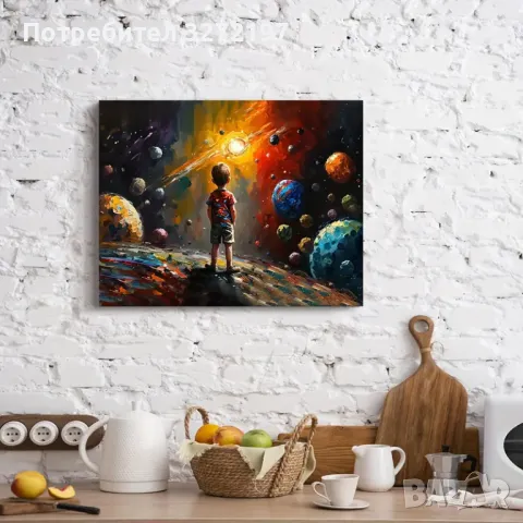 Картина на платно с дървена рамка -Космос,30x40 см., снимка 5 - Картини - 48463859