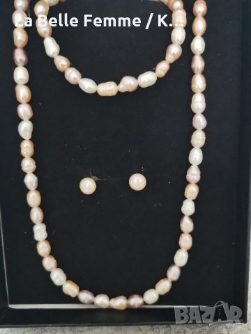 Комплект : колие, гривна и обеци с перли , снимка 5 - Колиета, медальони, синджири - 35777874