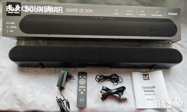 Саундбар Fresh 'n Rebel е стерео 2.0 система с мощност 28 W