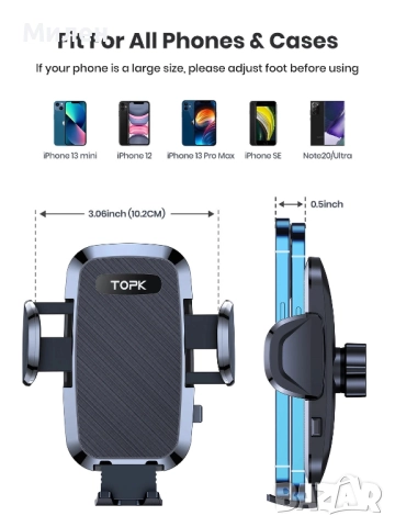 Автомобилна стойка за телефон Topk, снимка 7 - Селфи стикове, аксесоари - 52553410