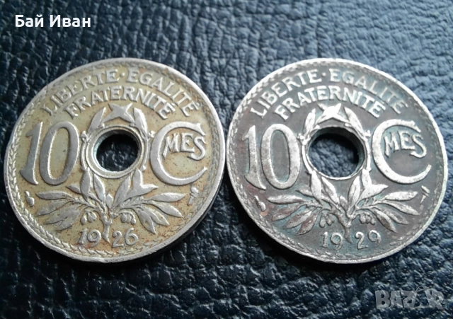 Стара монета 10 сантима 1926 г. и 1929 г.Франция - топ !, снимка 4 - Нумизматика и бонистика - 42201842