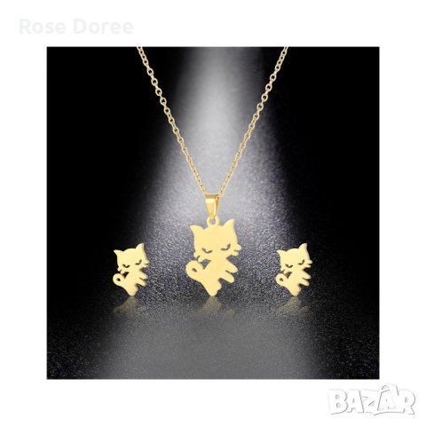 RD 367 Коте бижута колие в златисто медицинска стомана котка коте котка безплатна доставка подарък, снимка 1