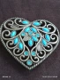 Катарама тока за колан тип сърце с тюркуазени вложки стилна 10612, снимка 5