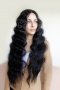 Дълга черна къдрава лейс фронт перука Роберта, снимка 3