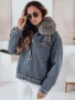 Дамско дънково яке с косъм FURDENIM, снимка 2