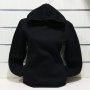Нов дамски черен суичър с качулка и джобчета, снимка 1 - Суичъри - 34656373