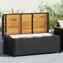 vidaXL Градинска пейка за съхранение, 120 см, полиратан, черна, снимка 2