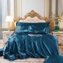 Комплект Спално бельо от Сатен в Цвят Морско Синьо