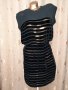Custommade M Черна прозрачна рокля с ивици от плюш , снимка 2