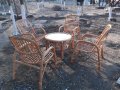 Комплект от четири стола и маса от ратан, снимка 14