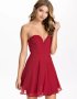 Червена рокля с дълбоко деколте тип бюстие, снимка 1 - Рокли - 41024319