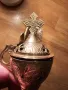 Старинно бронзово кадило, тамянник  красиви орнаменти и цветя 15 см  кандило кадило църква параклис, снимка 3