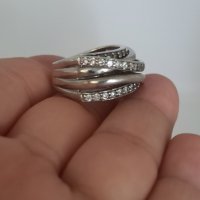 Красив сребърен пръстен обсипан с камъни  #Б1S

, снимка 5 - Пръстени - 41850763