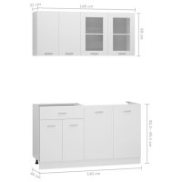 Комплект кухненски шкафове от 4 части, бял, ПДЧ, снимка 10 - Кухни - 41898701