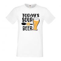 Мъжка тениска Today's soup is beer,Бира,Бирфест,Beerfest,Подарък,Изненада,Рожден Ден, снимка 2 - Тениски - 36389397