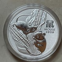 Сребро 1 oz Годината на Мишката/Плъха 2020, снимка 3 - Нумизматика и бонистика - 42255742