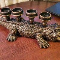 Грамаден качествен крокодил– свещник, Италия, 50см, снимка 3 - Антикварни и старинни предмети - 34497897