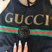 Gucci Women's Black Sparkling Fake Logo Swimsuit, снимка 7 - Бански костюми - 42488770