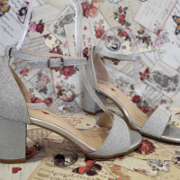 Елегантни дамски сандалети официални обувки на ток в сребрист цвят модел: 2088-58 silver, снимка 1 - Дамски обувки на ток - 44741581