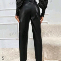  Кожени черни панталони , снимка 3 - Панталони - 44582155