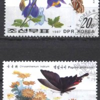 Клеймовани марки Фауна Пеперуди 1987 от Северна Корея КНДР, снимка 1 - Филателия - 35727974