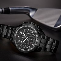 Черен Мъжки Спортен Метален Часовник , снимка 3 - Мъжки - 41717780