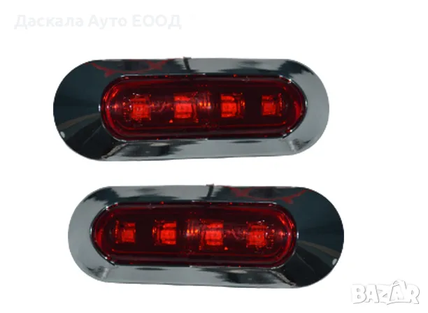 Диоден габарит лед LED LUX, с 4 диода, червено стъкло, 24V, снимка 1