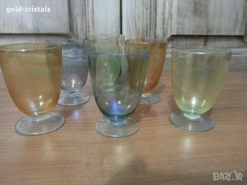 Стъклени чаши чашки цветно стъкло, снимка 1