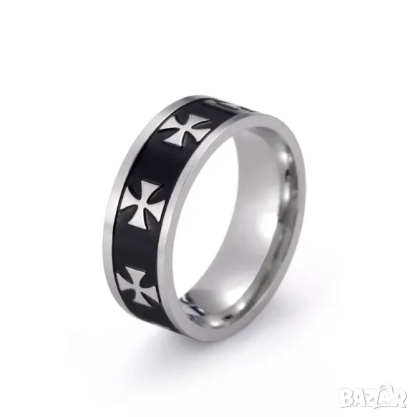 Малтийски Кръст Розенкройцерски Пръстен Rose Cross Rosicrucian Rosenkreuz Deutsches Crested Rings SS, снимка 1
