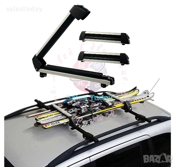 Ски багажник, Алуминиев, за  4 чифта ски или 2 сноуборда, 56см, снимка 1