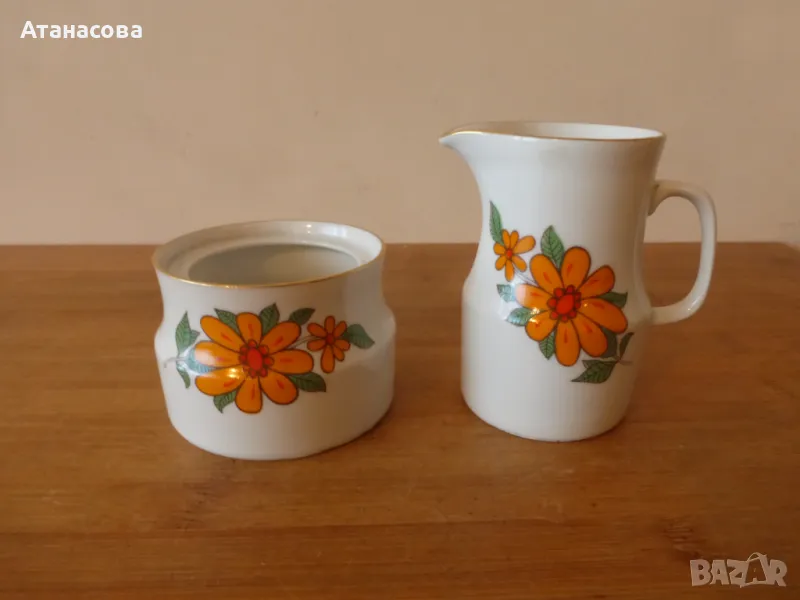 Чешки порцеланови захарница и каничка за мляко латиера БОХЕМИЯ 1950 г, снимка 1