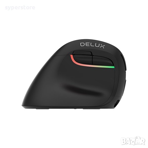 Мишка Безжична Блутут Delux M618ZD 2400DPI 6btns Вертикална за лява ръка RGB LED подсветка, снимка 1