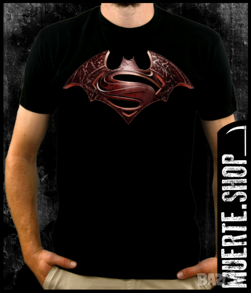 Тениска с щампа SUPERMAN BATMAN LOGO, снимка 1