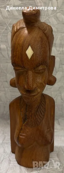 Бюст на африканска жена от дърво масив, снимка 1