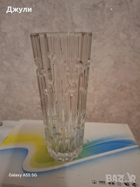 Ретро Стъклена Кристална Ваза, снимка 1