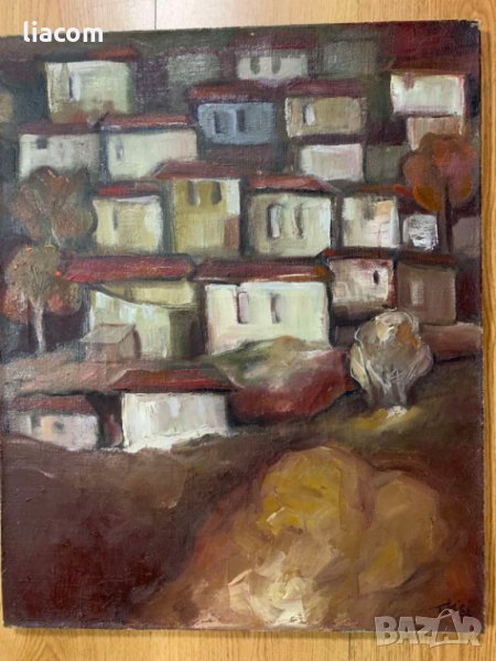 ТОДОР ИГНАТОВ масло/платно градси пейзаж, снимка 1