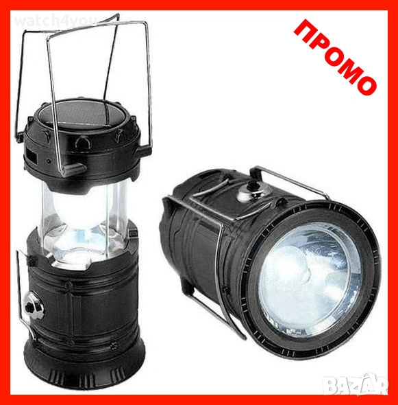 НОВ КЪМПИНГ ФЕНЕР. СОЛАРНА LED ЛАМПА С ВГРАДЕНА АКУМУЛАТОРНА БАТЕРИЯ.ЛЕД КЪМПИНГ ФЕНЕРИ СВЕТЛИНА, снимка 1