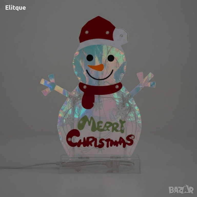 LED светещ снежен човек Merry Christmas, снимка 1