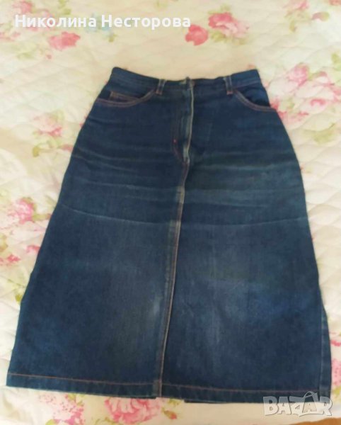 Дънкова пола права класическа, снимка 1