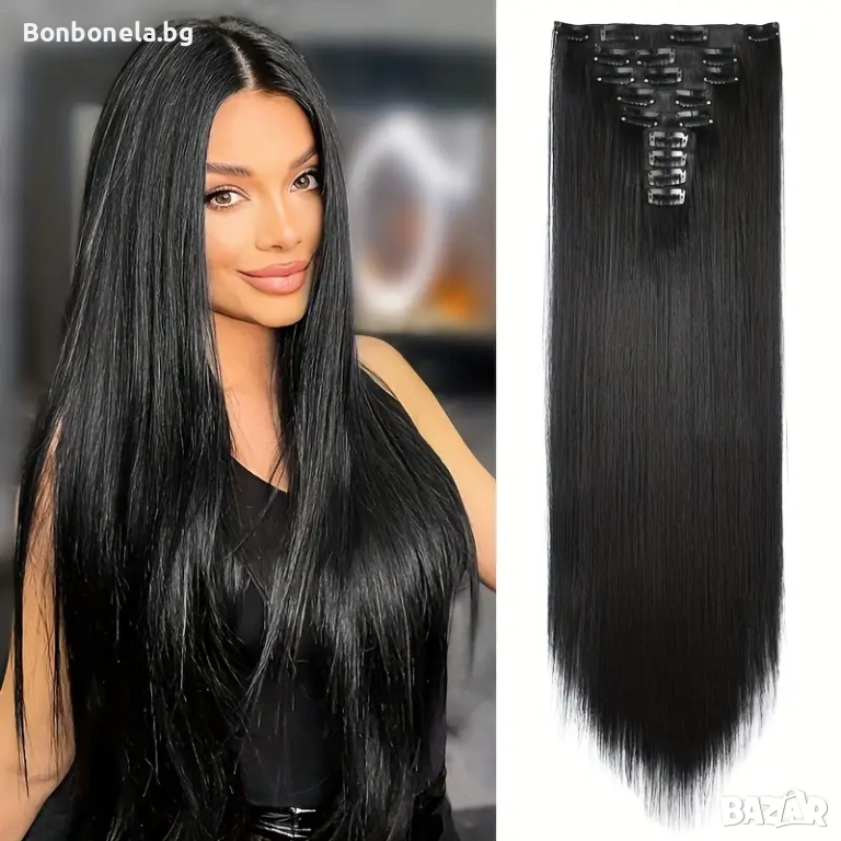 Екстеншън с клипс / треса / 7 реда треси с клипси / Удължение за Коса, снимка 1