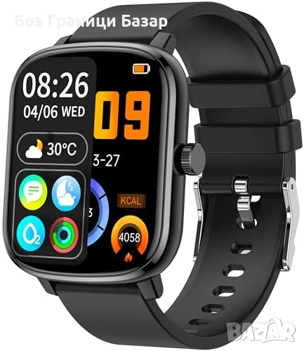 Нов Смарт Часовник 1.69'' 100+ Спортни Режима IP67 Fitness Smartwatch С Пулс Кислород Кръвно iOS , снимка 1
